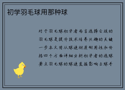 初学羽毛球用那种球